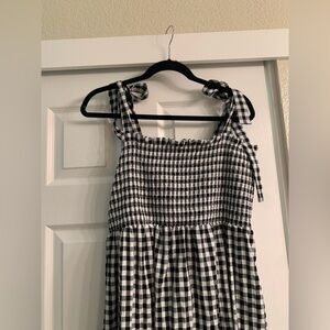Black and White Gingham Midi Dress - Maternity